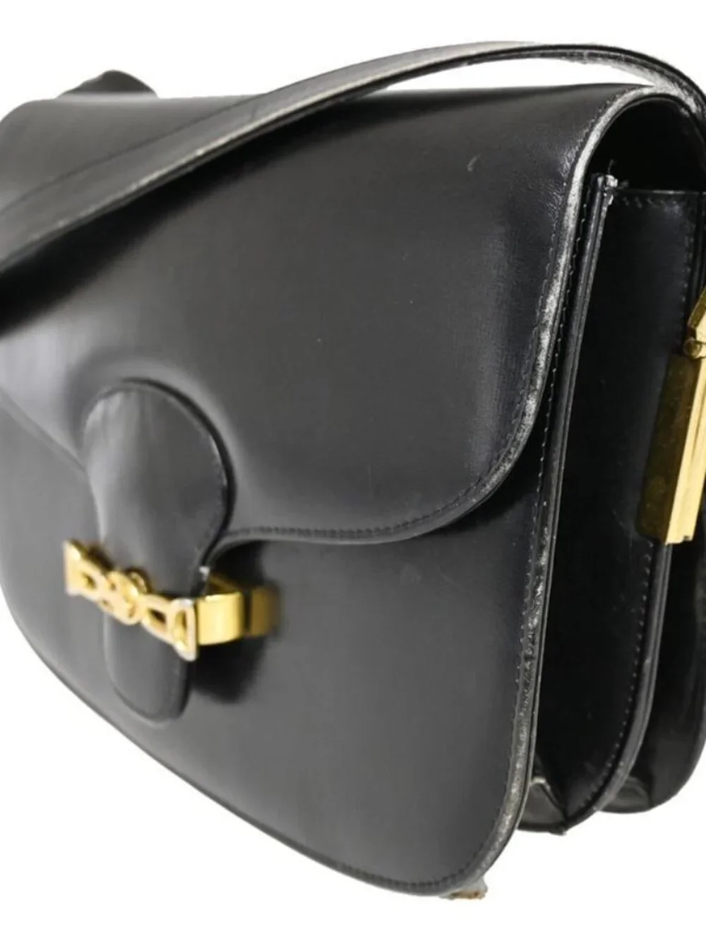 Celine Carriage Shoulder Bag Leather Black 67 Fa291 - Picture 2 of 15
